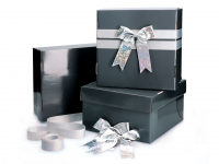 Tortenkarton graphit 31cm 3er Set mit Schleifenset silber