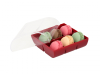 Macaron-Halbschalen 12 Stck bunt in 6er Box ruby