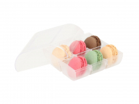 Macaron-Halbschalen 12 Stck bunt in 6er Box transparent