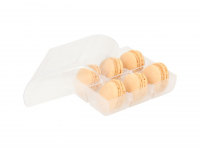 Macaron-Halbschalen 12 Stck champagner in 6er Box transparent