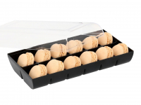 Macaron-Halbschalen 24 Stck champagner in 12er Box schwarz