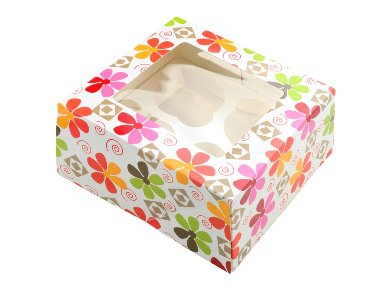 Cupcake Box Blumen für 4 Stück 2er Set