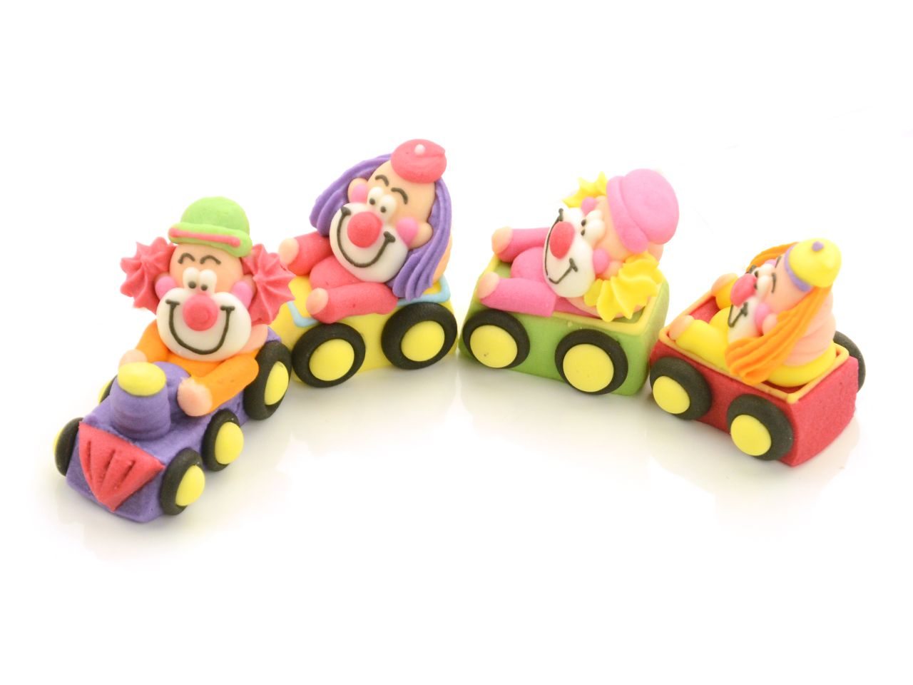 Clowns im Zug Zucker 4er Set