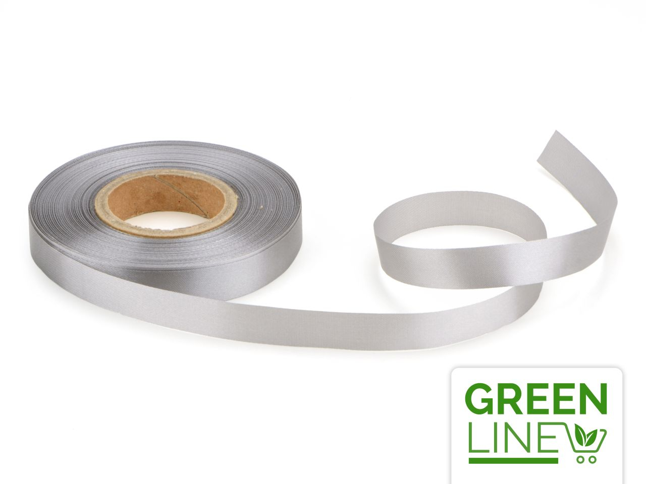 Satinband grau 14mm, 30 Meter GREENLINE