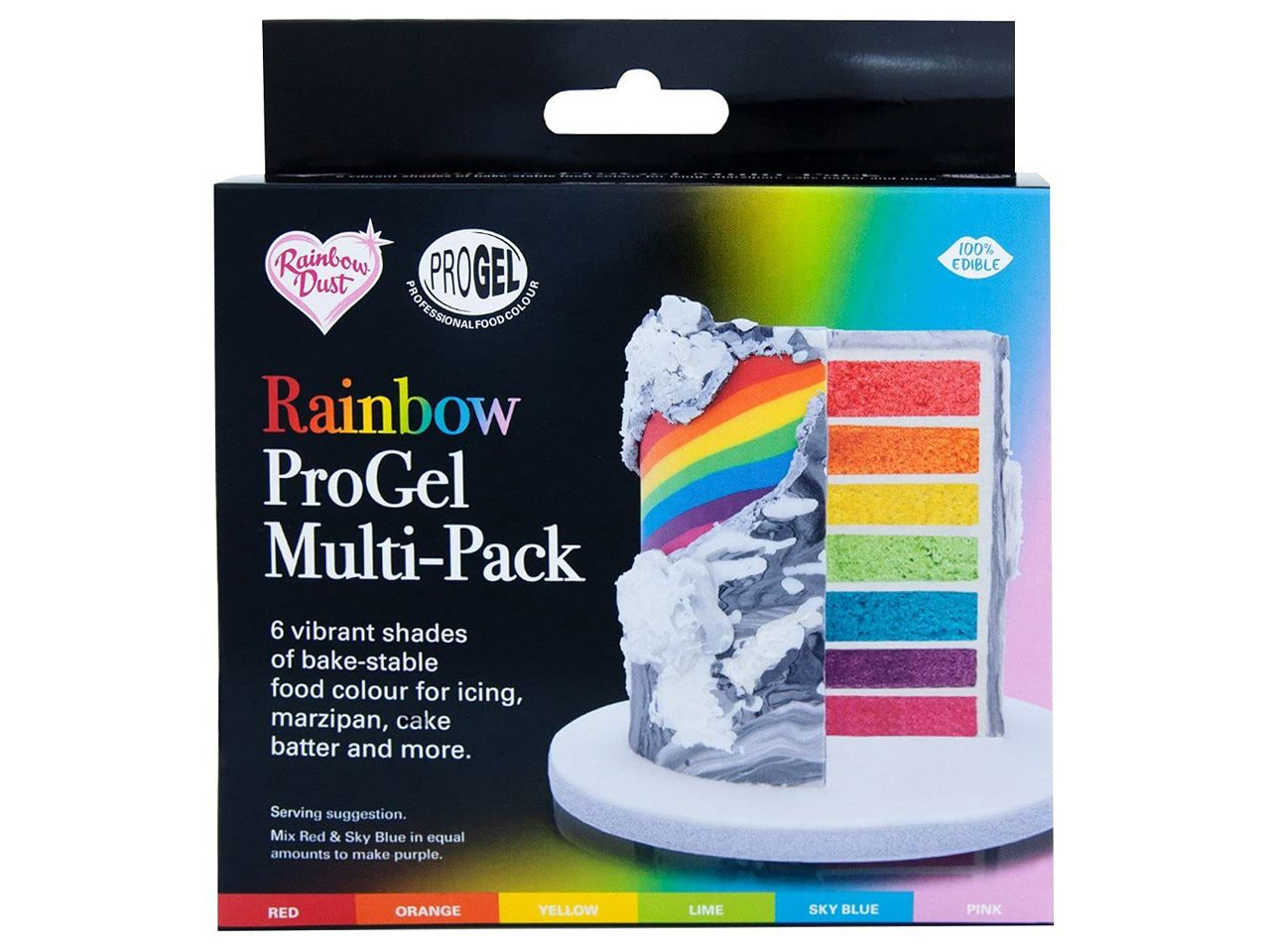 Lebensmittelfarbe ProGel Multipack Rainbow 6x25g