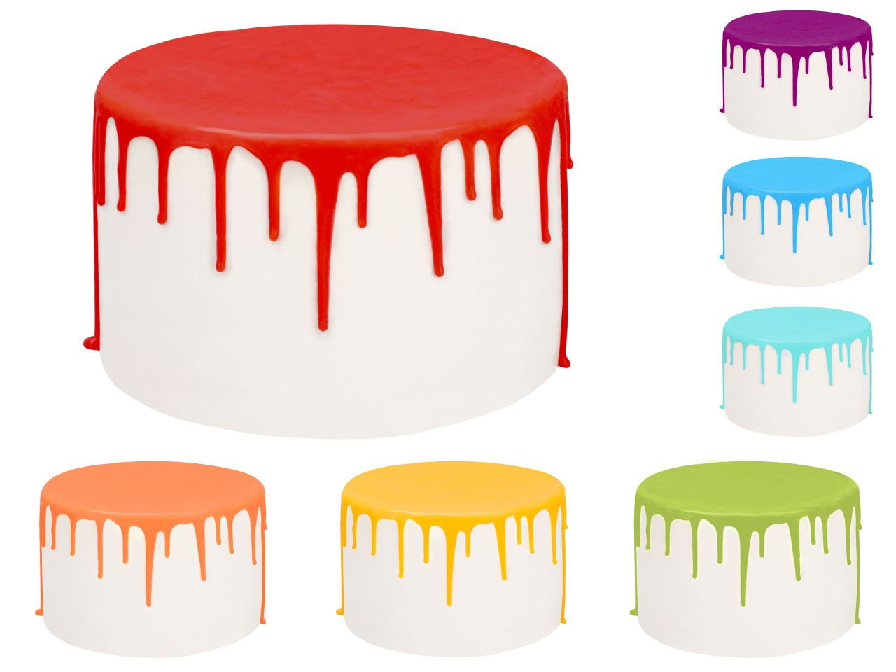 Cake Drip Glasur Rainbow-Set 7er