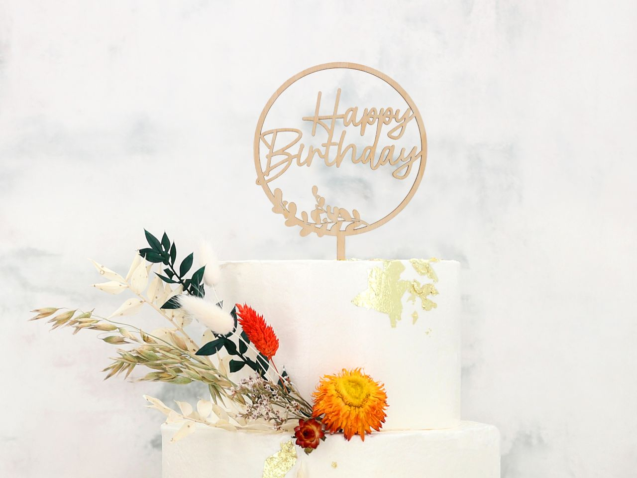Cake Topper Holz Happy Birthday