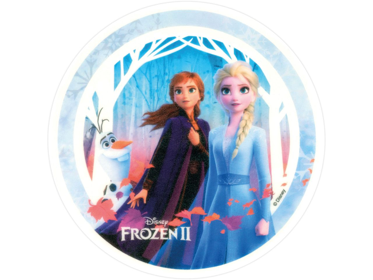 Tortenaufleger Frozen II Anna, Elsa und Olaf rund 20cm