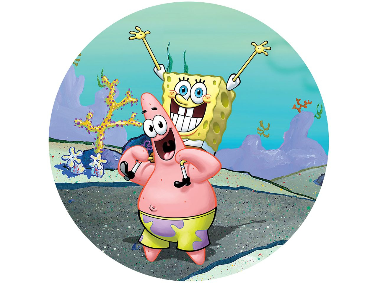 Tortenaufleger Spongebob und Patrick, rund 20cm