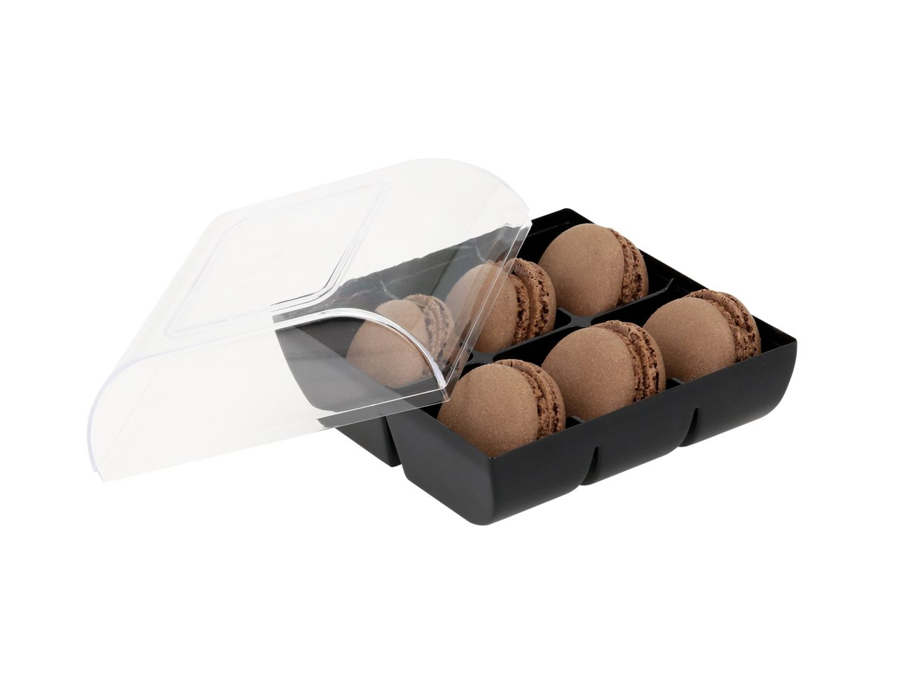 Macaron-Halbschalen 12 Stck braun in 6er Box schwarz