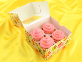 Cupcake Box Blumen für 4 Stück 2er Set
